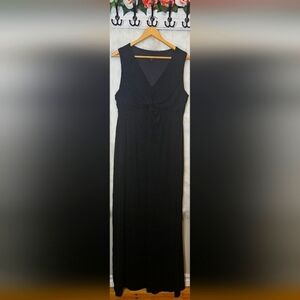 Mario Serrani Classic Black Twist-Ruch Bust Maxi Dress